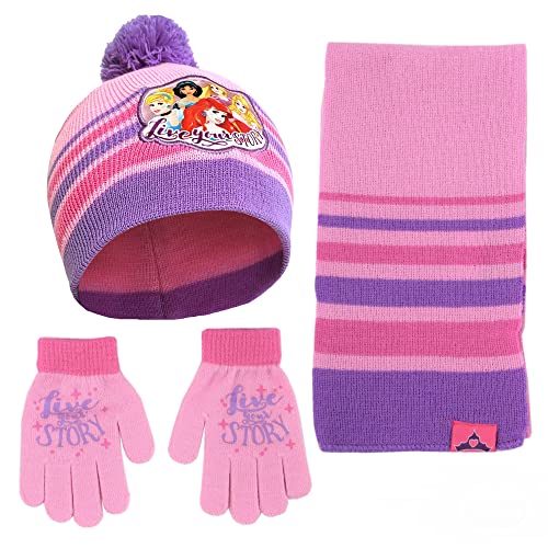 Disney Princess Winter Hat, Scarf, Gloves Set, Ages 4-7