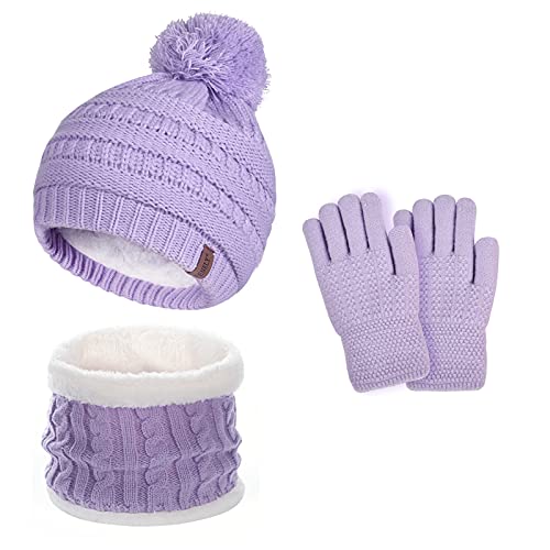 Purple Fleece Winter Set for Kids 6-10 Years