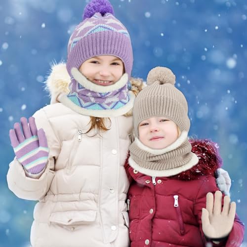 Kids Winter 3-Piece Hat Scarf Gloves Set