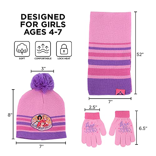 Disney Princess Winter Hat, Scarf, Gloves Set, Ages 4-7