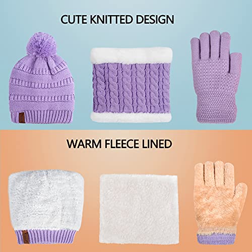 Purple Fleece Winter Set for Kids 6-10 Years