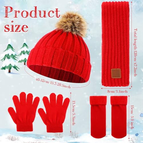 Kids Winter Knit Hat Scarf Gloves Socks Set