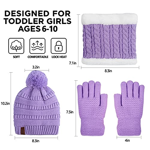 Purple Fleece Winter Set for Kids 6-10 Years