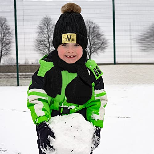 Kids Winter Knit Hat, Scarf, Gloves Set (Black)