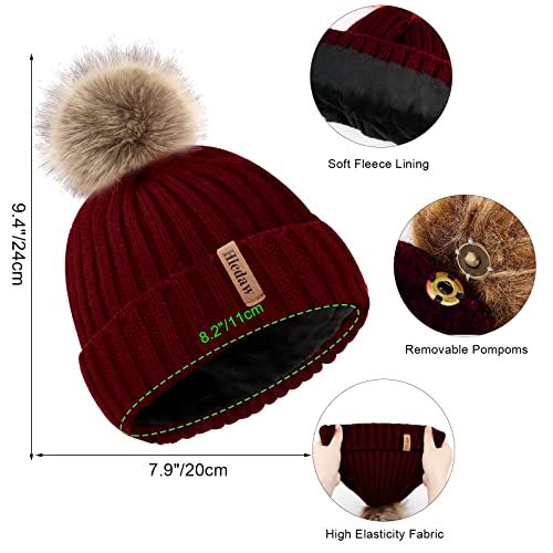 Cozy Kids Knitted Hat Gloves Scarf Set, Wine_RED