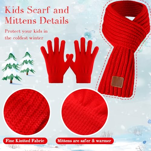 Kids Winter Knit Hat Scarf Gloves Socks Set
