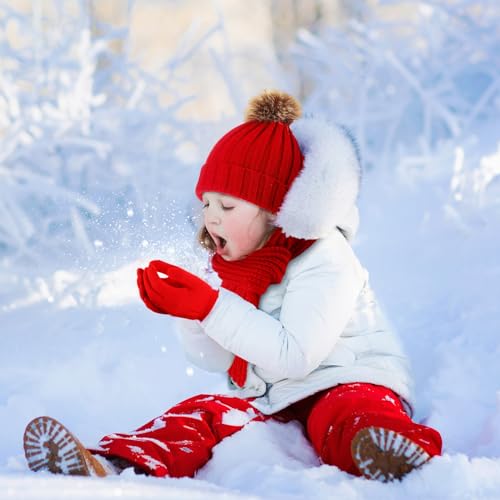 Kids Winter Knit Hat Scarf Gloves Socks Set