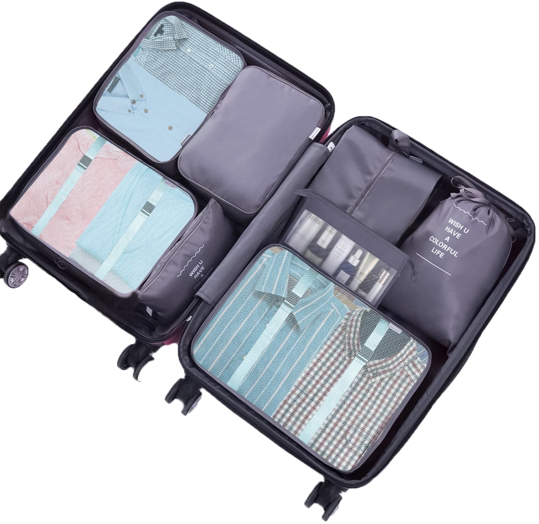 Travel Organizer Set: 8pcs Packable, Lightweight Cubes