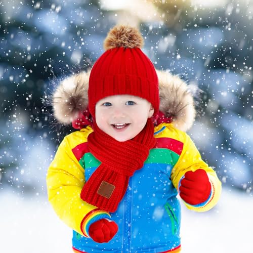 Kids Winter Knit Hat Scarf Gloves Socks Set