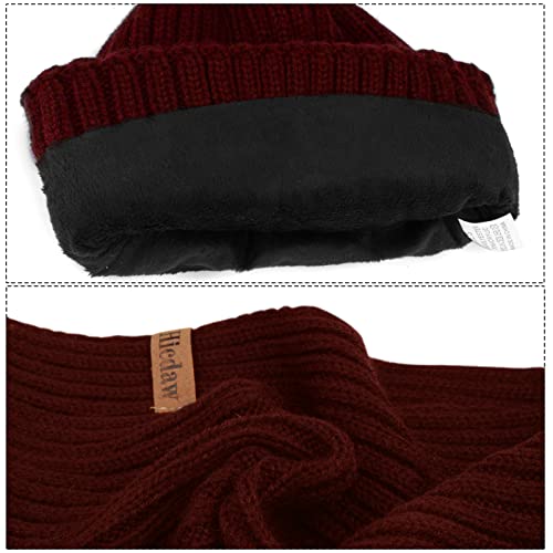 Cozy Kids Knitted Hat Gloves Scarf Set, Wine_RED