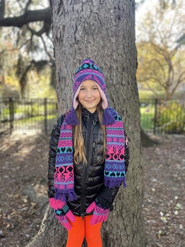 Girls Sherpa Lined Geo Print Winter Set, Ages 8-12