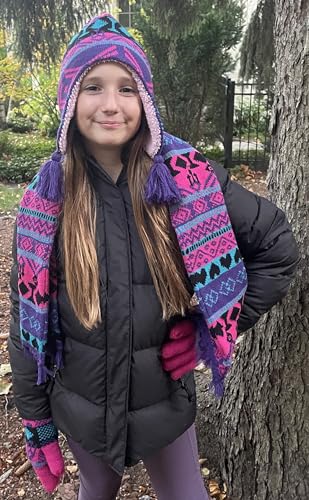 Girls Sherpa Lined Geo Print Winter Set, Ages 8-12