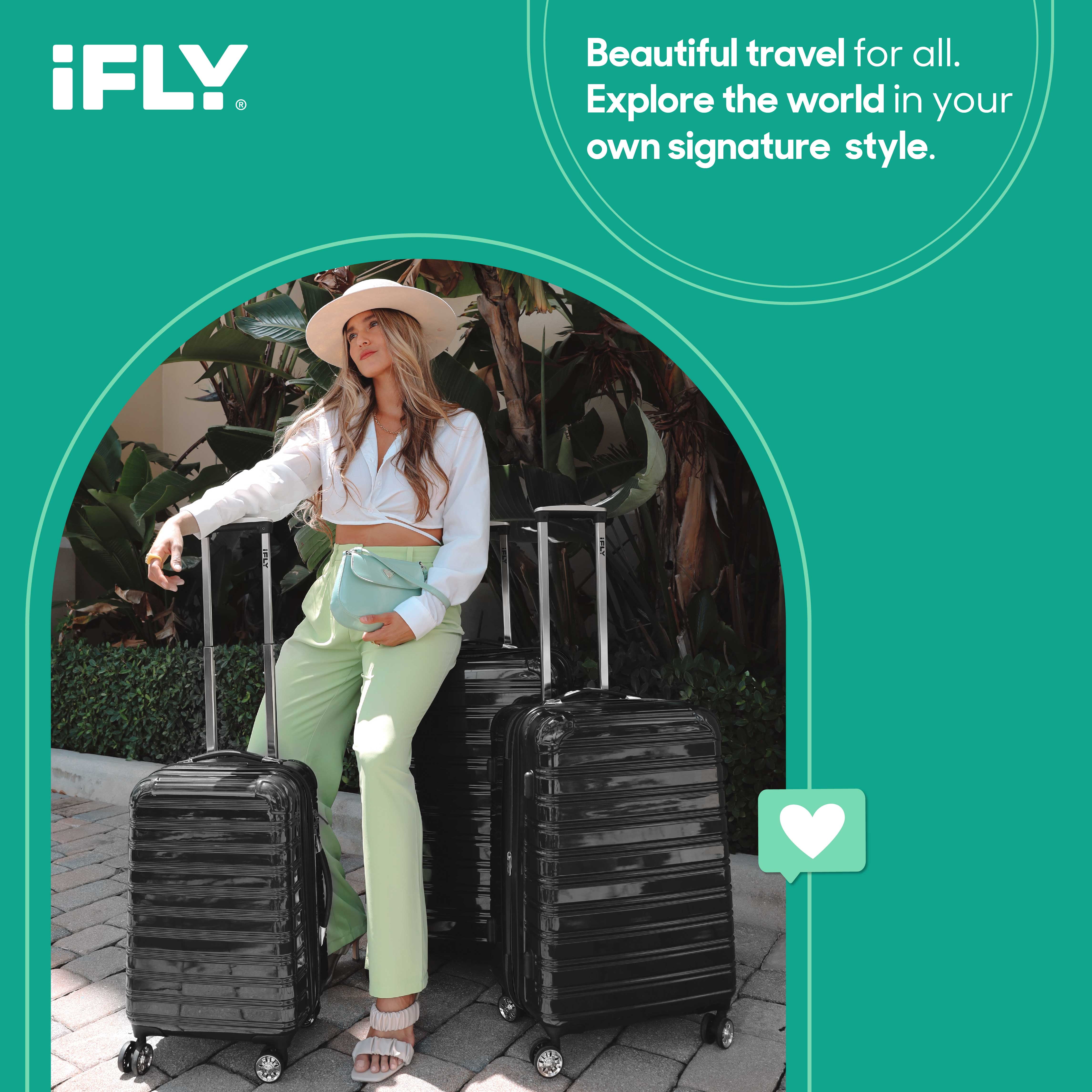 iFLY Hardside Luggage Fibertech 20 Inch Carry-on Luggage, Black