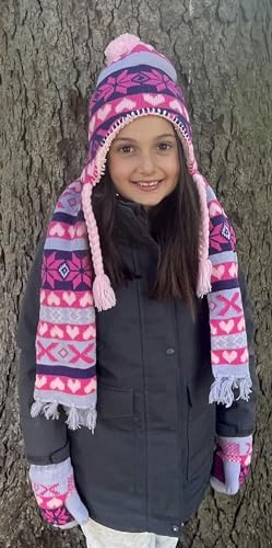 Girls Sherpa Lined Geo Print Winter Set, Ages 8-12
