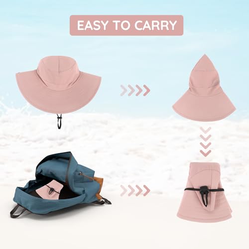 Zando Kids Sun Hat with Ponytail Hole UPF 50+