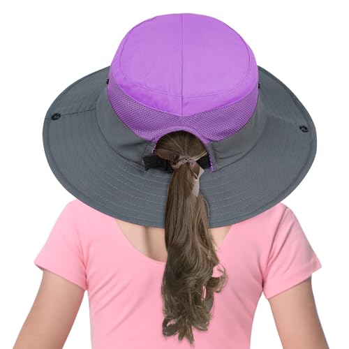 Zando Kids Sun Hat with Ponytail Hole UPF 50+