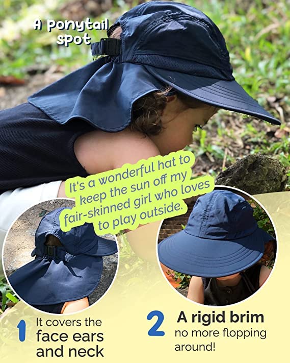 Kids Sun Hat with Neck Flap UPF 50+ UV Protection