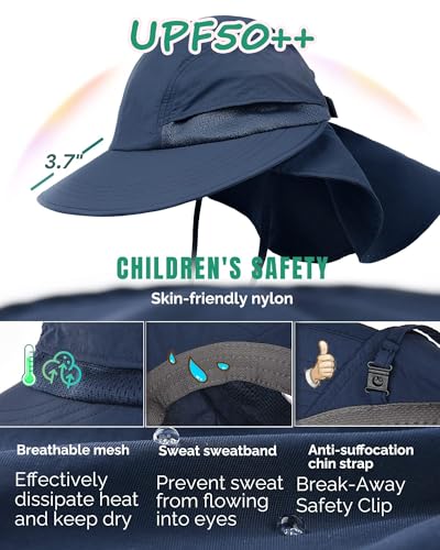 Kids Sun Hat with Neck Flap UPF 50+ UV Protection