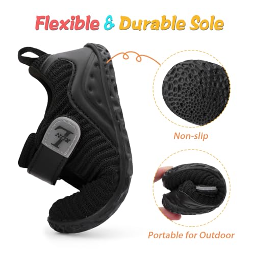 L-RUN Kids Barefoot Sneakers Breathable Black Sizes 9-9.5