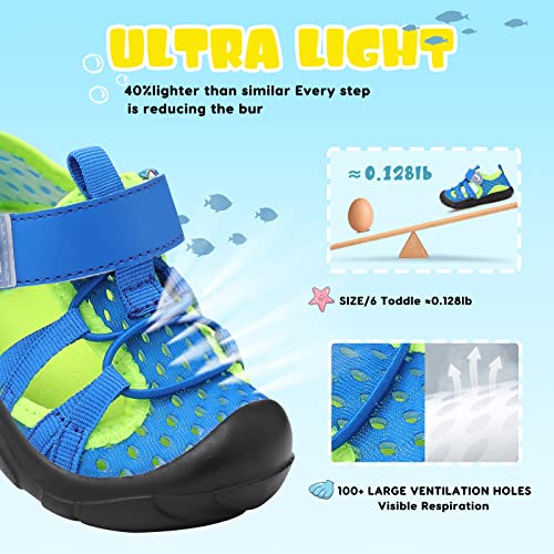 JOINFREE Kids Water Shoes Quick Dry Sandals Blue Green