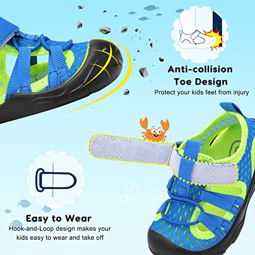 JOINFREE Kids Water Shoes Quick Dry Sandals Blue Green