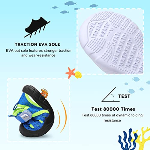 JOINFREE Kids Water Shoes Quick Dry Sandals Blue Green