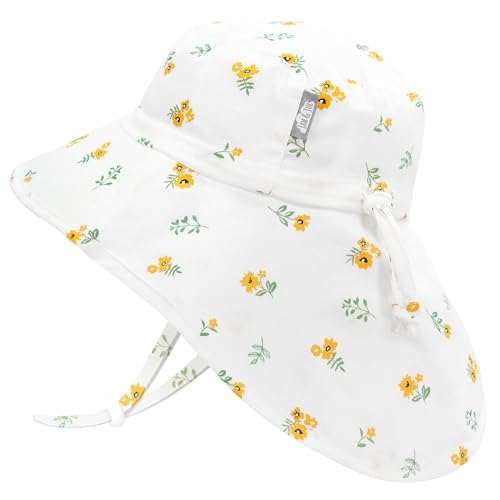 Yellow Flower Toddler Sun-Hat with Wide Brim