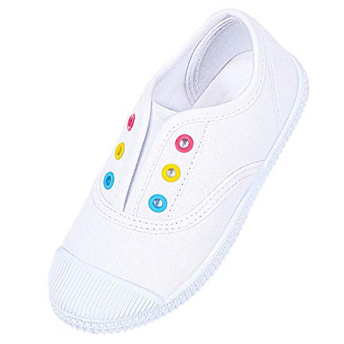 White Canvas Slip-on Sneakers for Kids on the Go
