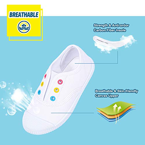 White Canvas Slip-on Sneakers for Kids on the Go