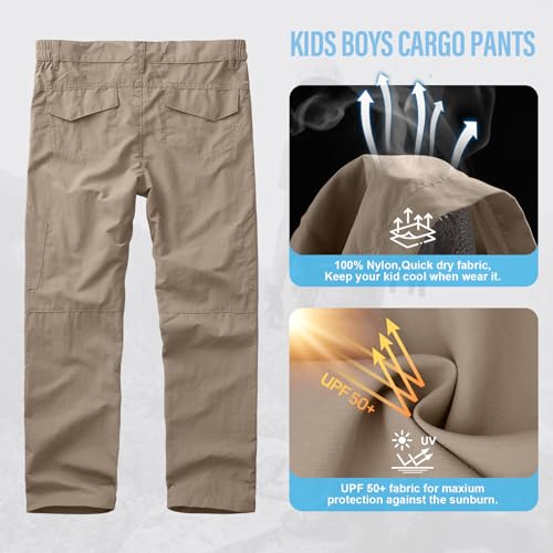 Youth Cargo Pants for Boys, Outdoor Travel Ready