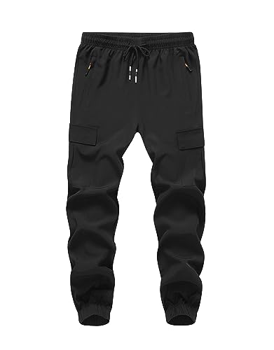 Youth Quick Dry Cargo Joggers for Girls (Black)