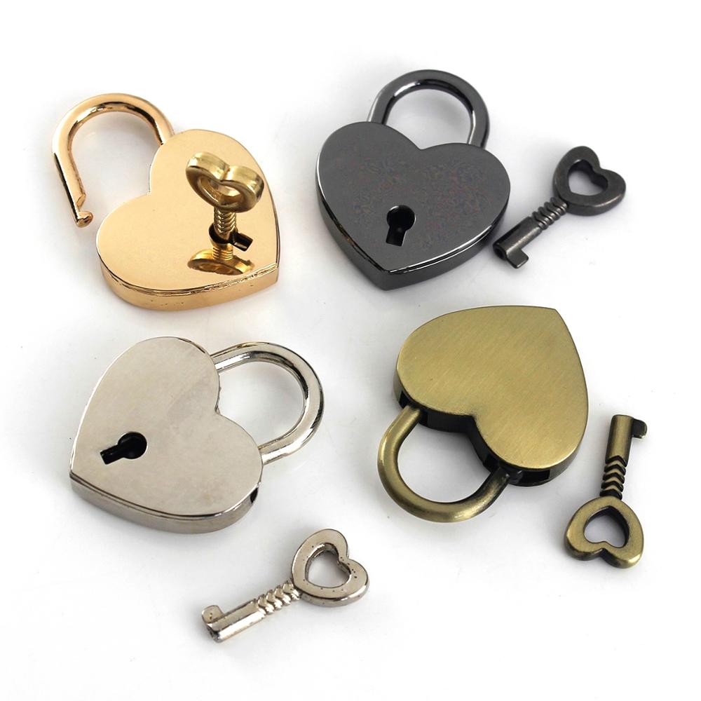 Vintage Heart Shaped Luggage Padlock with Key
