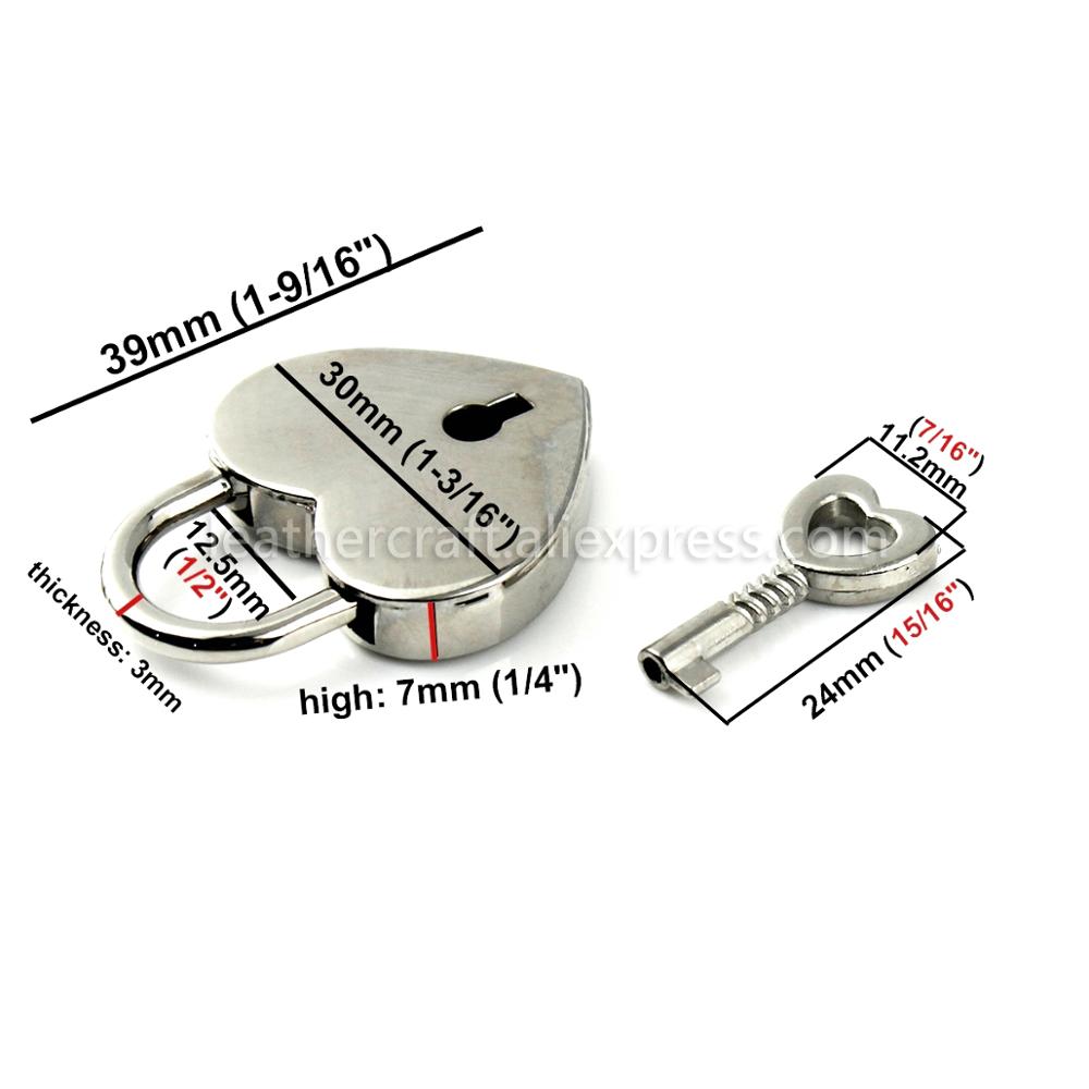 Vintage Heart Shaped Luggage Padlock with Key