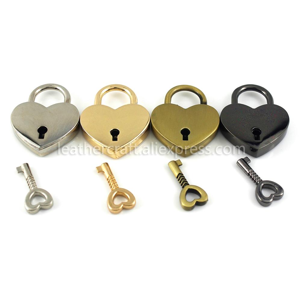Vintage Heart Shaped Luggage Padlock with Key