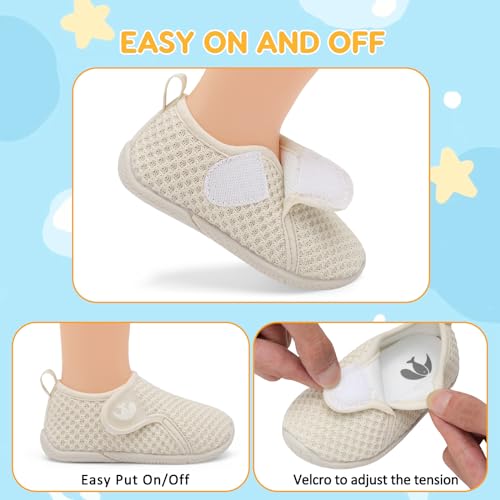FEETCITY Toddler Barefoot Walking Shoes Sneakers Beige