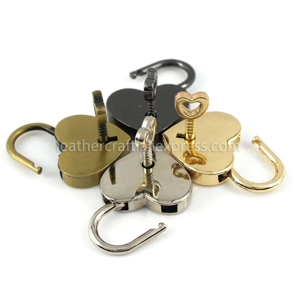 Vintage Heart Shaped Luggage Padlock with Key