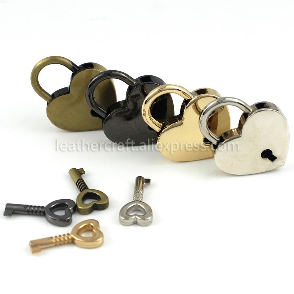 Vintage Heart Shaped Luggage Padlock with Key