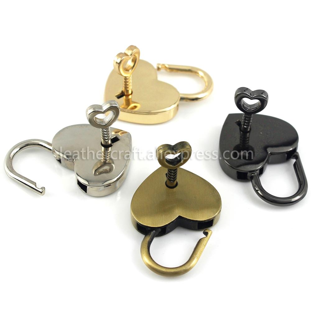 Vintage Heart Shaped Luggage Padlock with Key