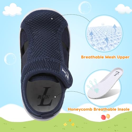 L-RUN Lightweight Breathable Toddler Sneakers in Navy