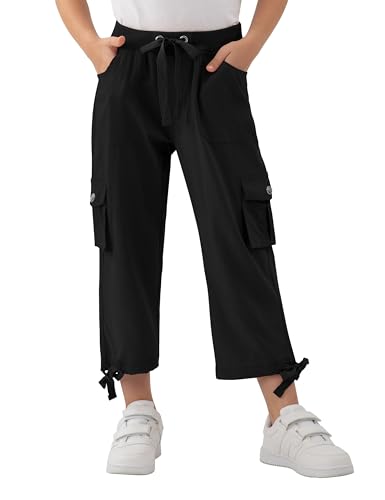 MoFiz Girls Cargo Capris Hiking Pants in Black