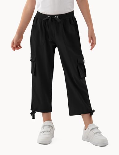 MoFiz Girls Cargo Capris Hiking Pants in Black