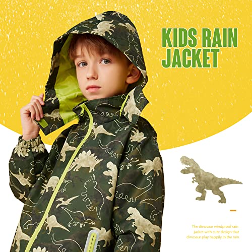Dinosaur Hooded Rain Jacket for Kids Travel Outdoor