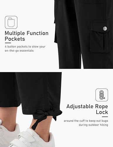 MoFiz Girls Cargo Capris Hiking Pants in Black