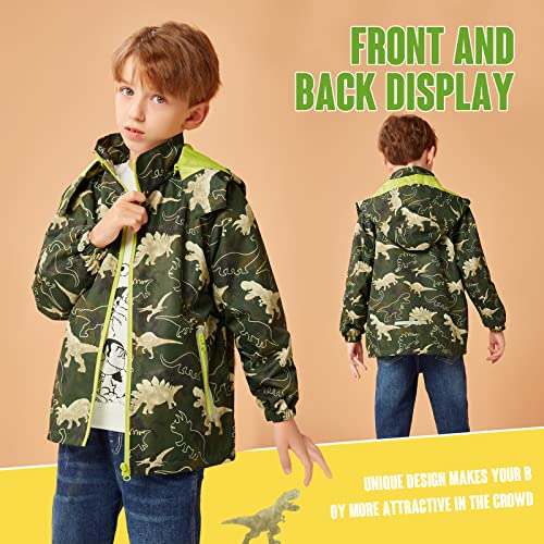 Dinosaur Hooded Rain Jacket for Kids Travel Outdoor