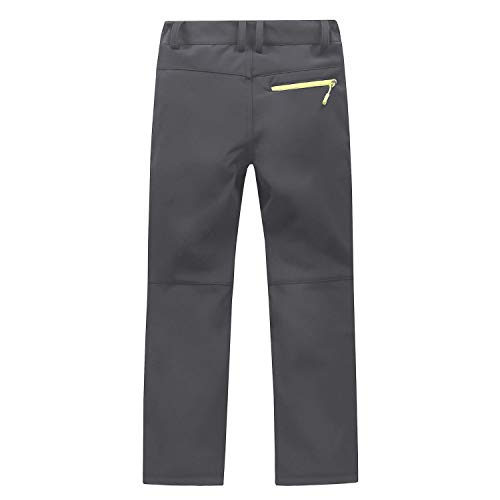 LANBAOSI Kids Waterproof Fleece-Lined Hiking Pants Gray