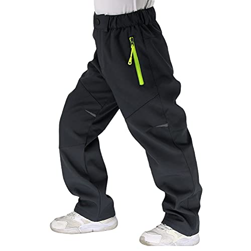 LANBAOSI Kids Waterproof Fleece-Lined Hiking Pants Gray