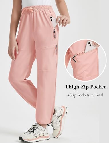 Dusty Pink High Waisted Girls Hiking Pants