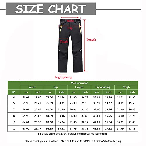LANBAOSI Kids Waterproof Fleece-Lined Hiking Pants Gray