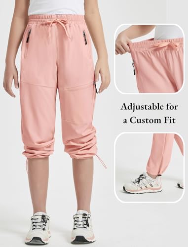 Dusty Pink High Waisted Girls Hiking Pants