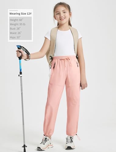 Dusty Pink High Waisted Girls Hiking Pants